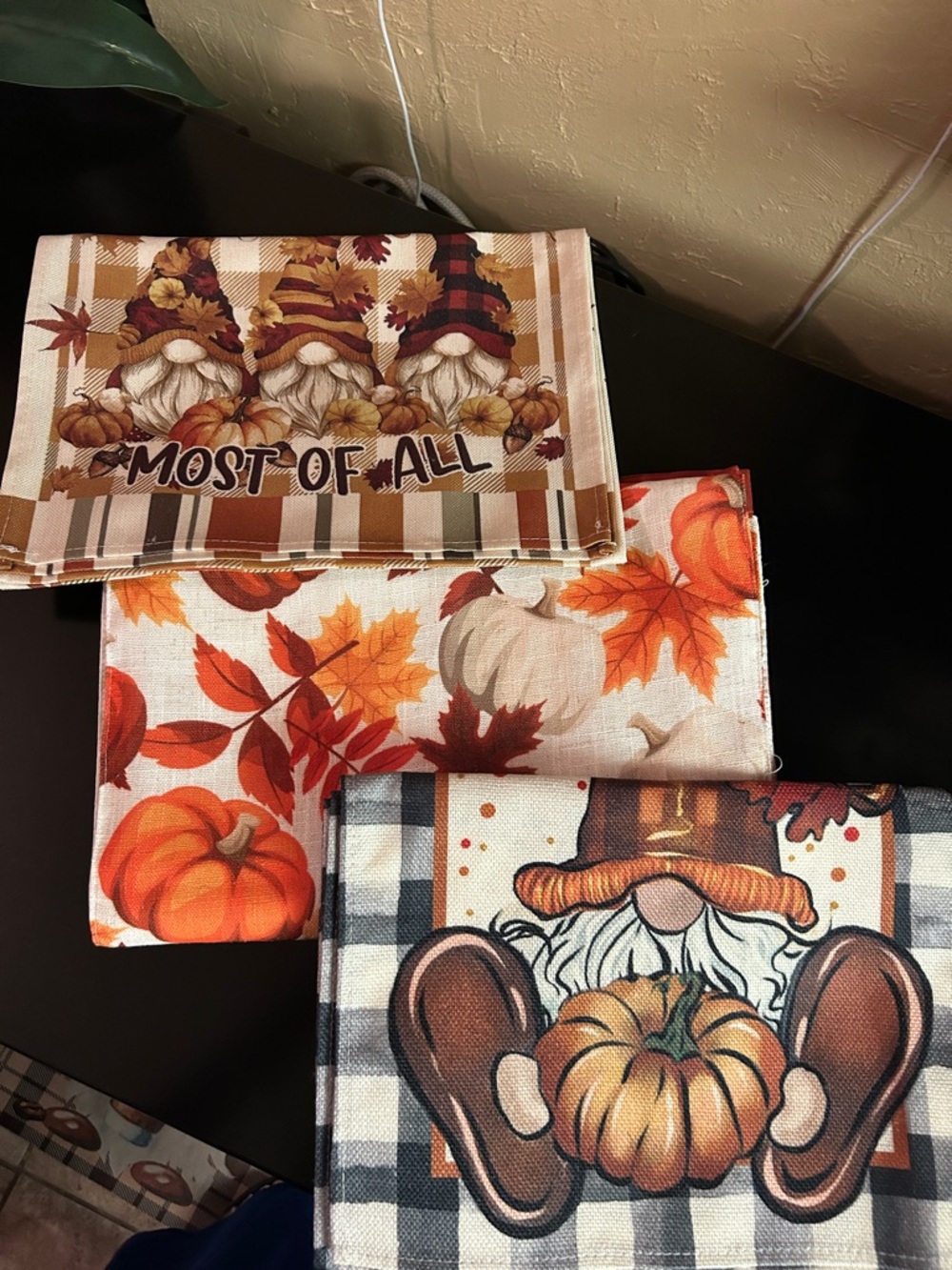 Set of three table runners. New